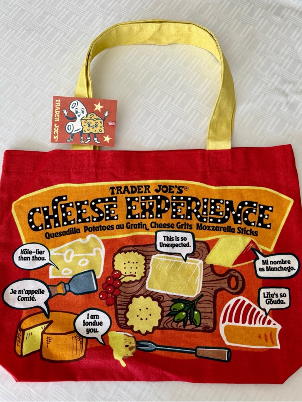One of a Kind - Custom Swarovski Trader Joe's Cheese Tote